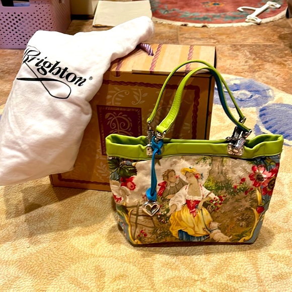 Brighton Jodi reversible leather/fabric small handbag in original bag & box - Picture 1 of 9